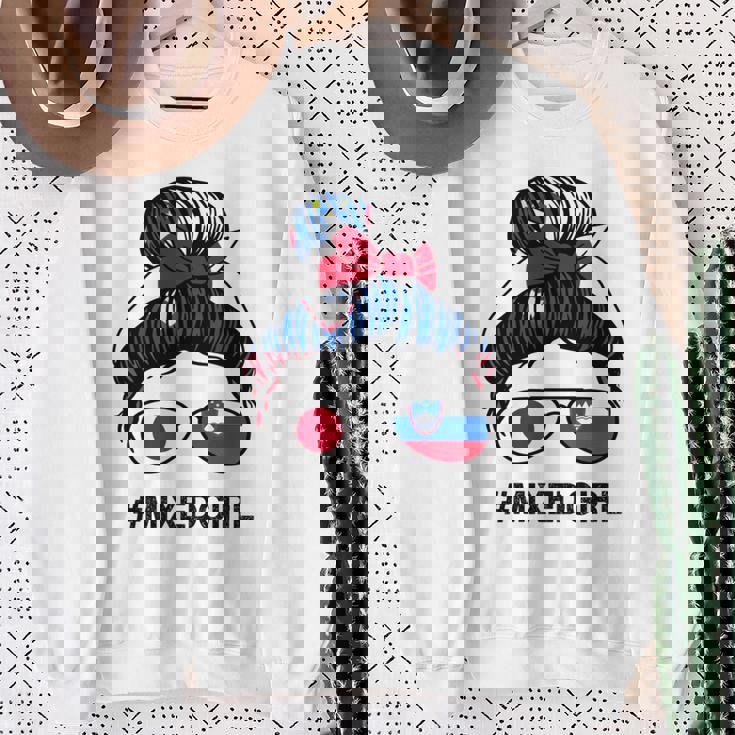 スロベニア 日本国旗 スロベニア 日本の散らかったお団子 長袖tシャツ スウェットシャツ 年配の女性への贈り物