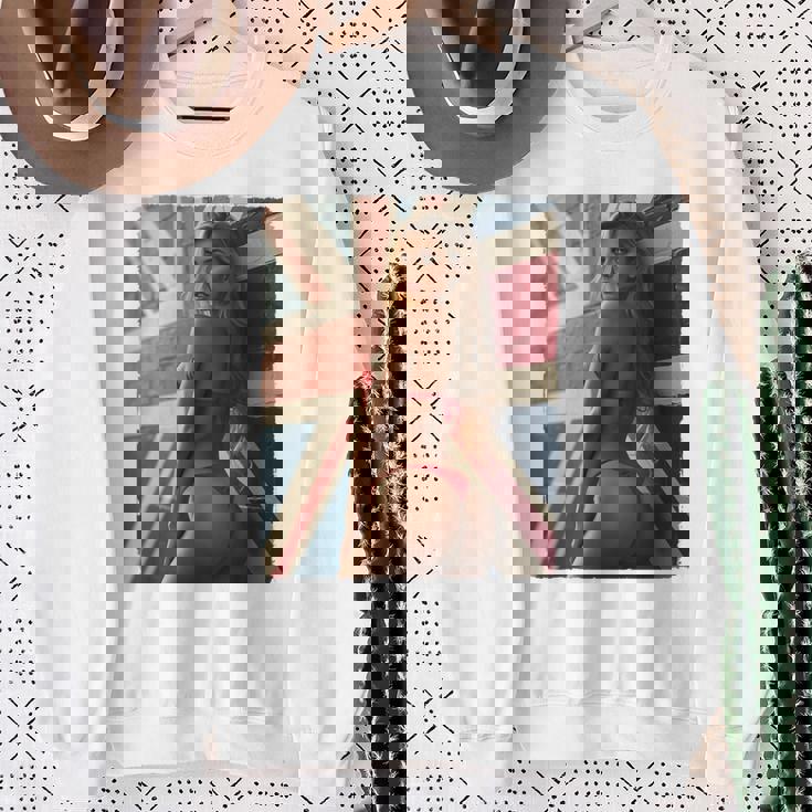 セクシーガールグラフィックtシャツ 「ホットピンナップガール&イギリスの旗」 長袖tシャツ スウェットシャツ 年配の女性への贈り物