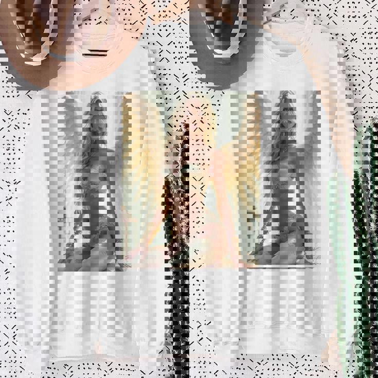 セクシーガールグラフィックtシャツ セクシーシッティングエンジェルピンナップバックプリント スウェットシャツ 年配の女性への贈り物