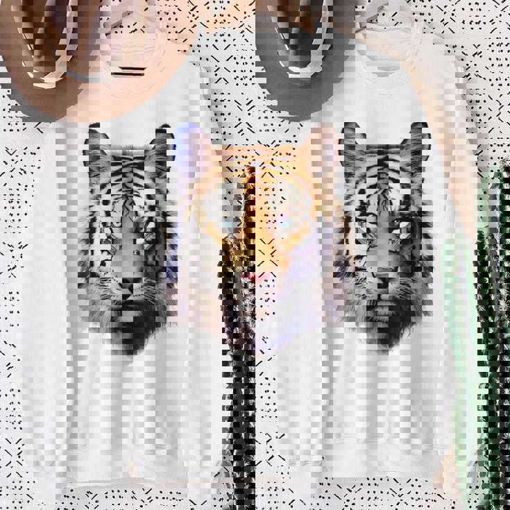 タイガー アニマル プリント グラフィック デッサン アートワーク フェイス トラ スウェットシャツ 年配の女性への贈り物