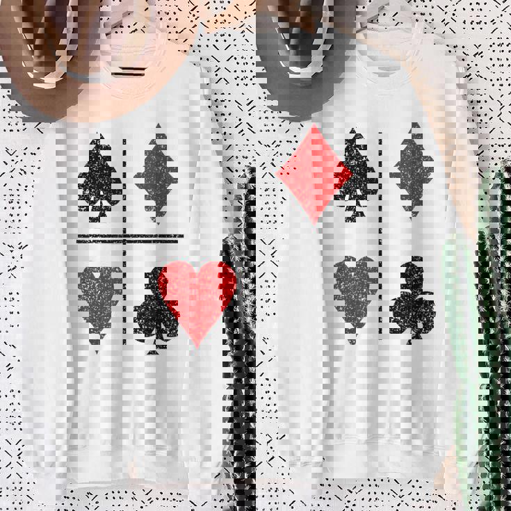 ダイヤモンド スペード ハーツ クラブ トランプスーツ ポーカー スウェットシャツ 年配の女性への贈り物