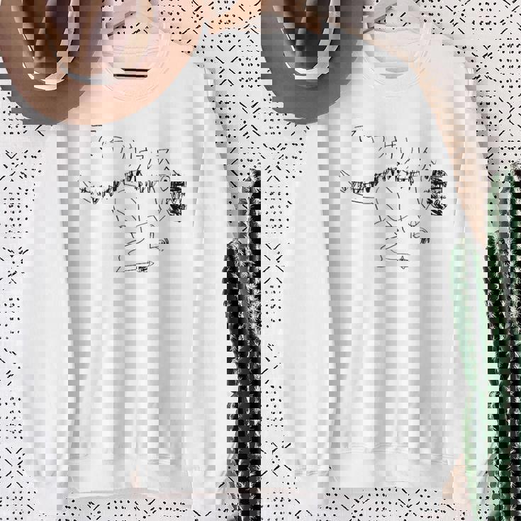 ティラノサウルス 黒線画 スウェットシャツ 年配の女性への贈り物