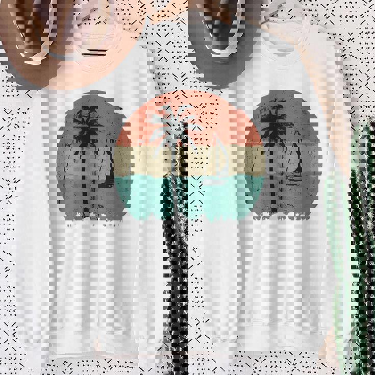 トロピカル ビーチ ヤシの木 ヴィンテージ レトロ 70年代 80年代 航海 スウェットシャツ 年配の女性への贈り物