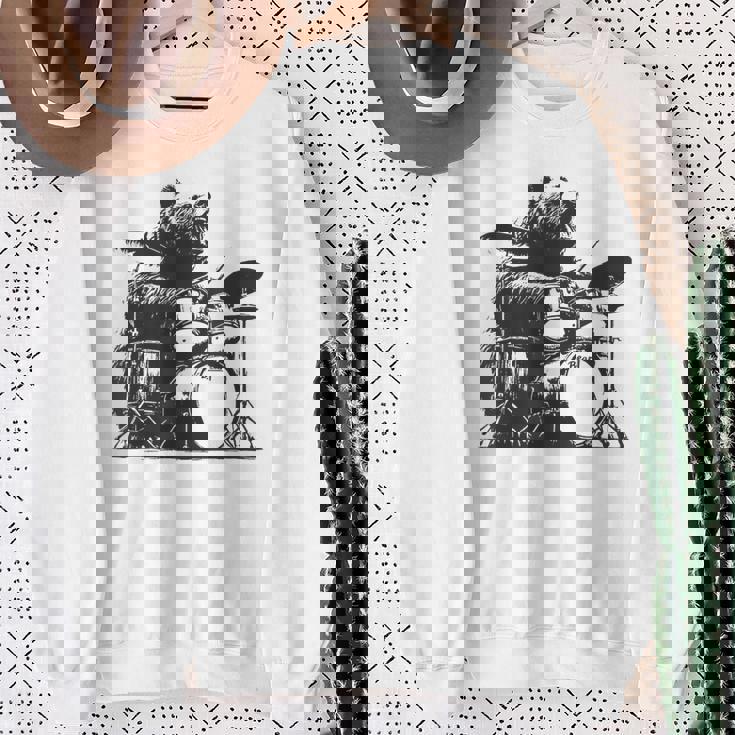 ドラマー ドラムキット クマの演奏 ドラムキット ミュージシャン スウェットシャツ 年配の女性への贈り物