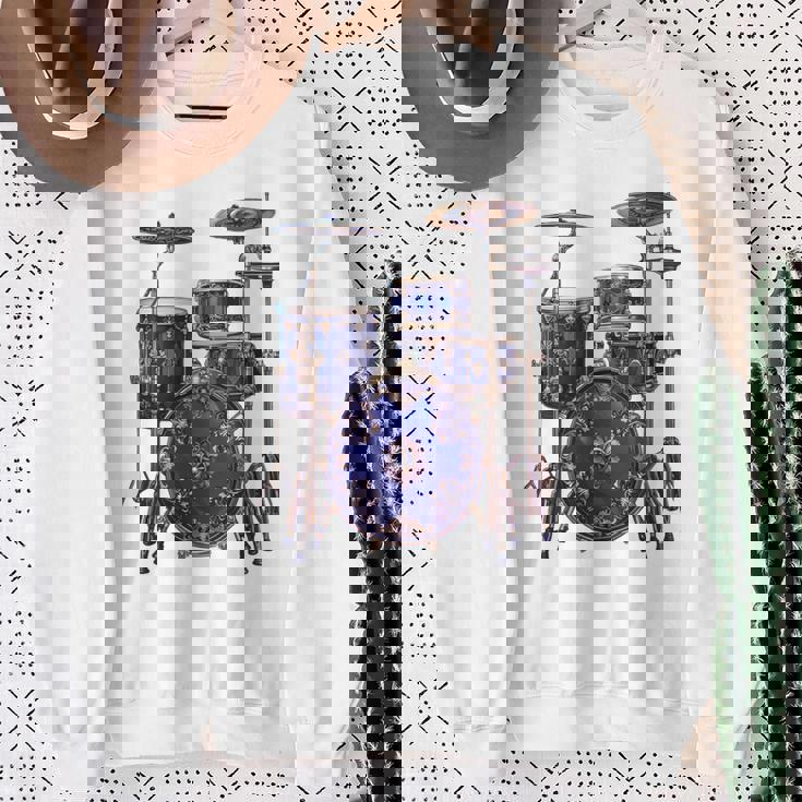 ドラム ドラマー ドラミング ドラム 長袖tシャツ スウェットシャツ 年配の女性への贈り物