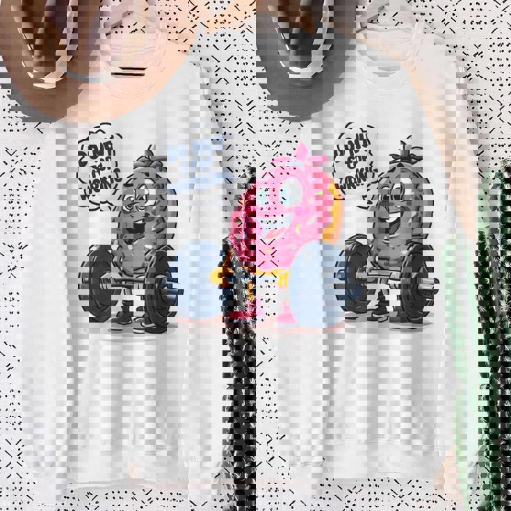 ドーナツストップワーキング ドーナツ ジム ワークアウト ウェイトリフティング 面白い スウェットシャツ 年配の女性への贈り物