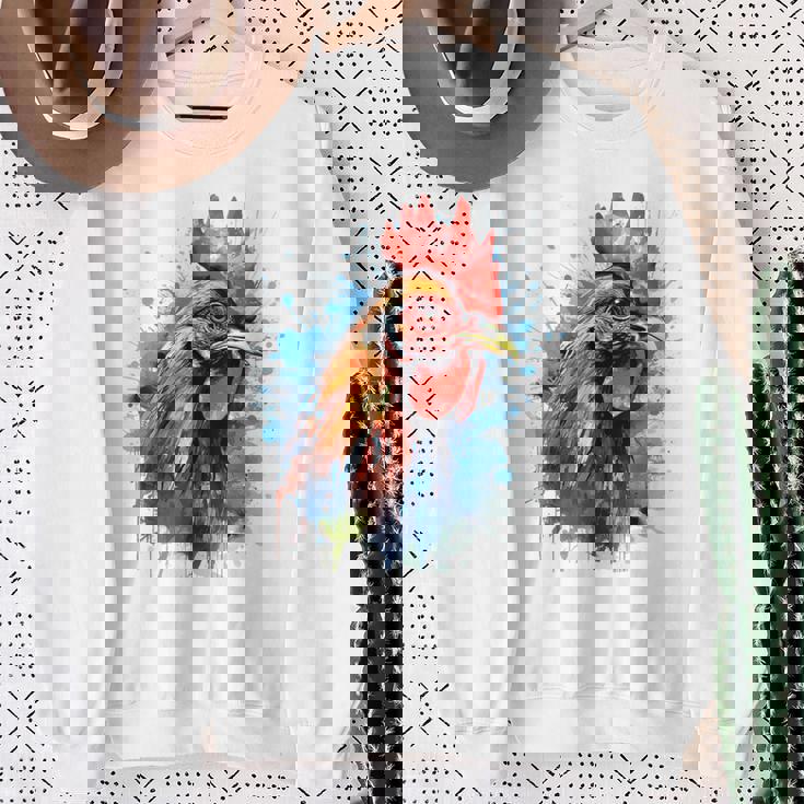 ニワトリ 動物 絵画 グラフィック 抽象 カラフル チキン スウェットシャツ 年配の女性への贈り物