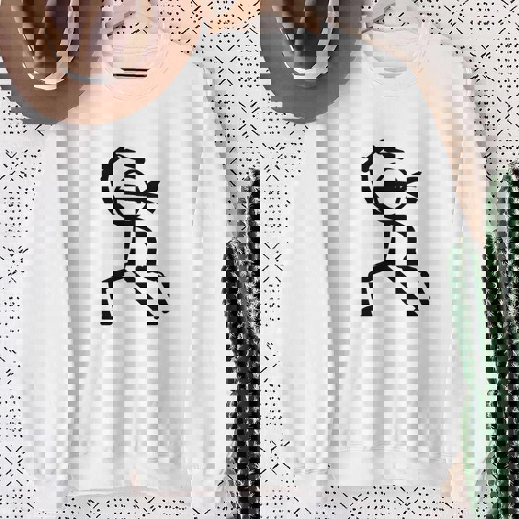 ヌンチャク棒人間クリップアートグラフィック 長袖tシャツ スウェットシャツ 年配の女性への贈り物