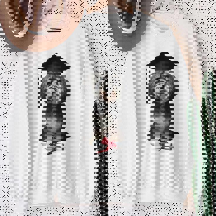 ハバニーズ犬 グラチュエーションキャップ トレーニング 学校 卒業生 オーナー 長袖tシャツ スウェットシャツ 年配の女性への贈り物