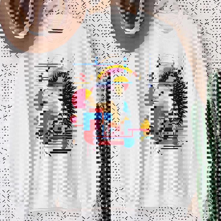 ハリネズミ アート 幾何学 動物 抽象 グラフィック ハリネズミ スウェットシャツ 年配の女性への贈り物