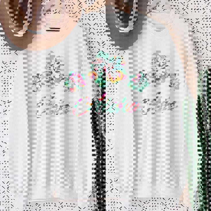 ハワイ アロハ ハワイアン ハイビスカス フラワー ハワイ サーファー 長袖tシャツ スウェットシャツ 年配の女性への贈り物
