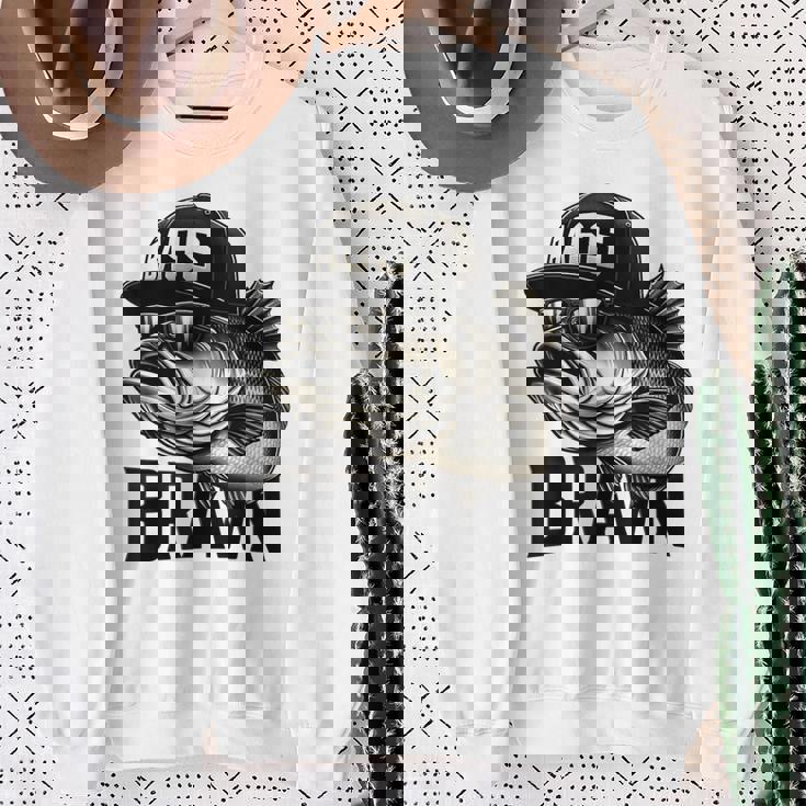 バス釣り クールなグラフィックデザイン 男性 漁師 スウェットシャツ 年配の女性への贈り物