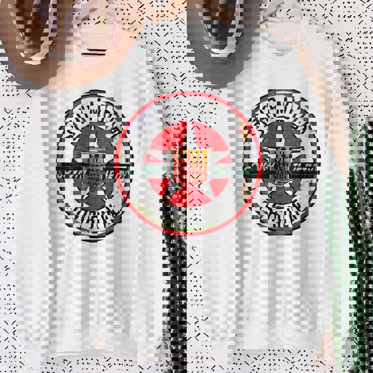 バックプリントのみ レトロ ビンテージ ガソリンスタンド スター モーター オイルカー スウェットシャツ 年配の女性への贈り物