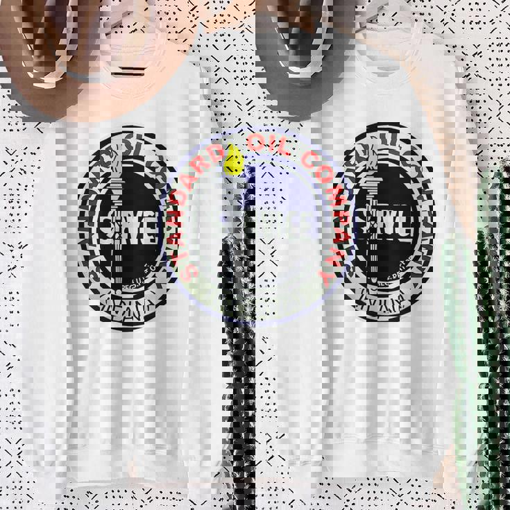 バックプリントのみ レトロ ヴィンテージ ガソリンスタンド 標準モーターオイル スウェットシャツ 年配の女性への贈り物