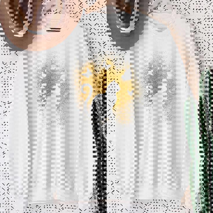 バックプリントの猫のシルエット スウェットシャツ 年配の女性への贈り物