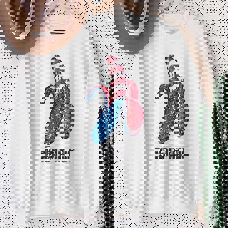 バナナ アメリカ国旗 パトリオット アメリカ パーティー ファニー フルーツ リパブリック スウェットシャツ 年配の女性への贈り物