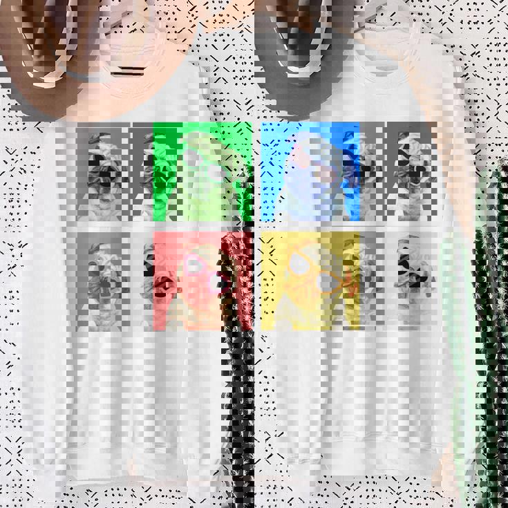 パグ 面白いtシャツ 犬 かわいい メンズ 子供 おもしろ 服 雑貨 グッズ ネタ わんこ イヌ 黒パグ 長袖tシャツ スウェットシャツ 年配の女性への贈り物