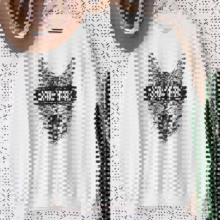 ヒップホップ Y2k Hip Hop Cat ヴィンテージ レトロ エッジの効いたバックプリント ストリートウェア 猫 スウェットシャツ 年配の女性への贈り物