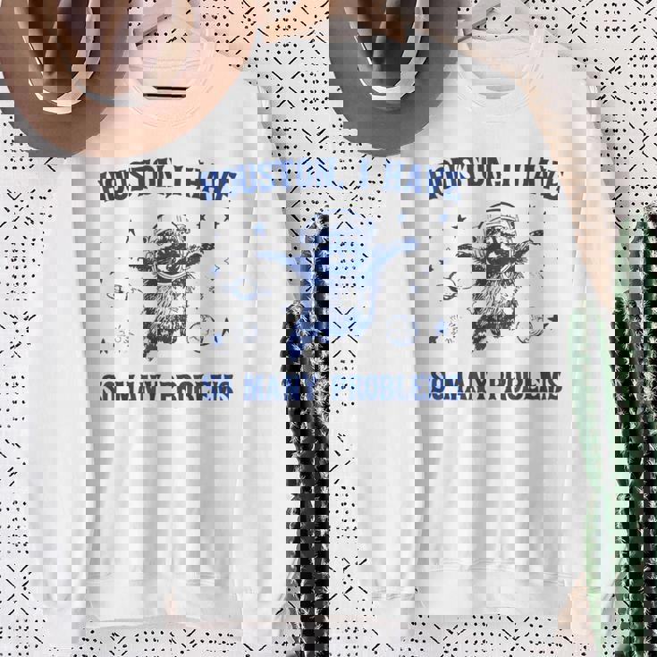 ヒューストン色んな問題を抱えてるおもしろいアライグマ スウェットシャツ 年配の女性への贈り物