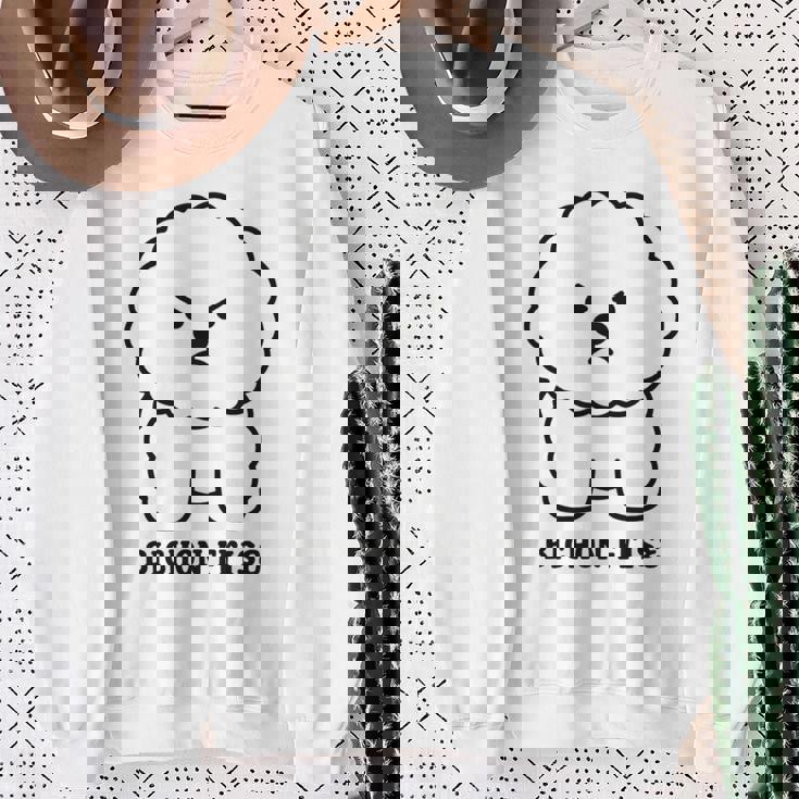 ビションフリーゼ 犬 怒る かわいい おもしろ イラスト シンプル 簡単 Bichon Frise 長袖tシャツ スウェットシャツ 年配の女性への贈り物