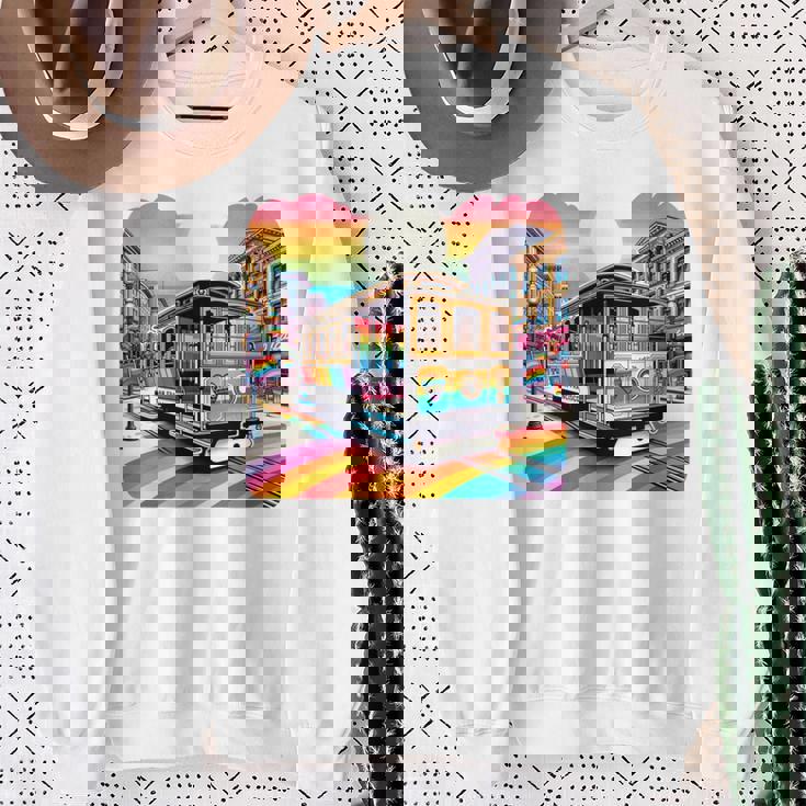 ビンテージ サンフランシスコ ケーブルカーf カストロ カリフォルニア Lgbtq 長袖tシャツ スウェットシャツ 年配の女性への贈り物