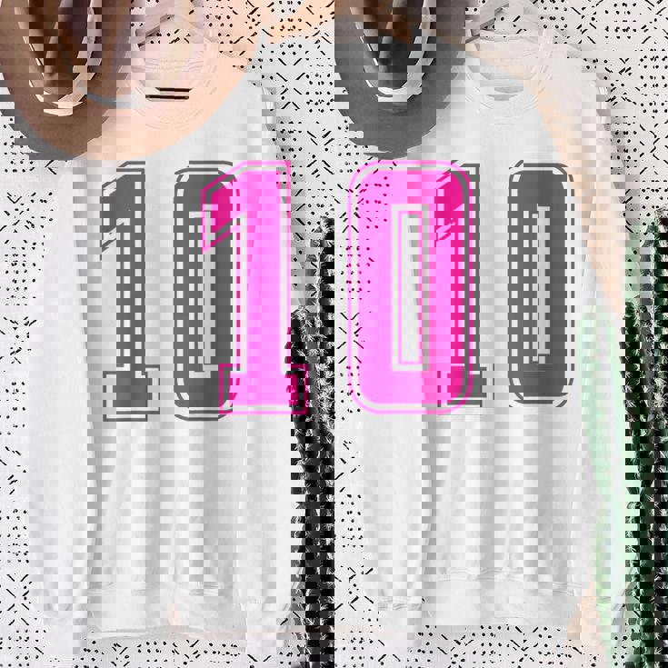 ピンク色背番号 10 チーム短大スポーツピンク色背番号付きユニフォーム スウェットシャツ 年配の女性への贈り物