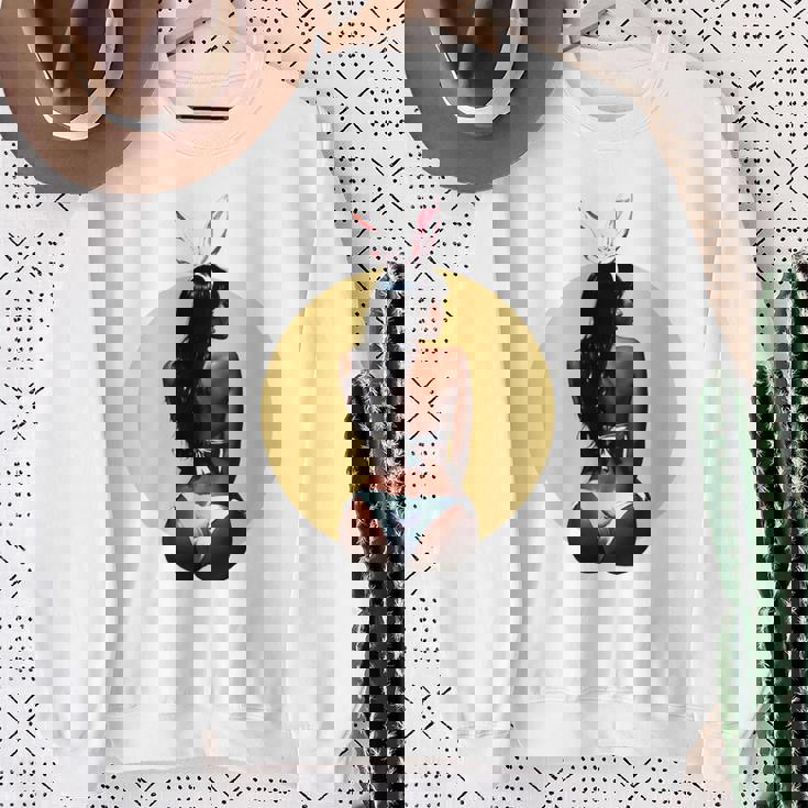 ピンナップ セクシー ブラウンスキン イースターバニー ガールズ ヴィンテージ メンズ レディース 長袖tシャツ スウェットシャツ 年配の女性への贈り物