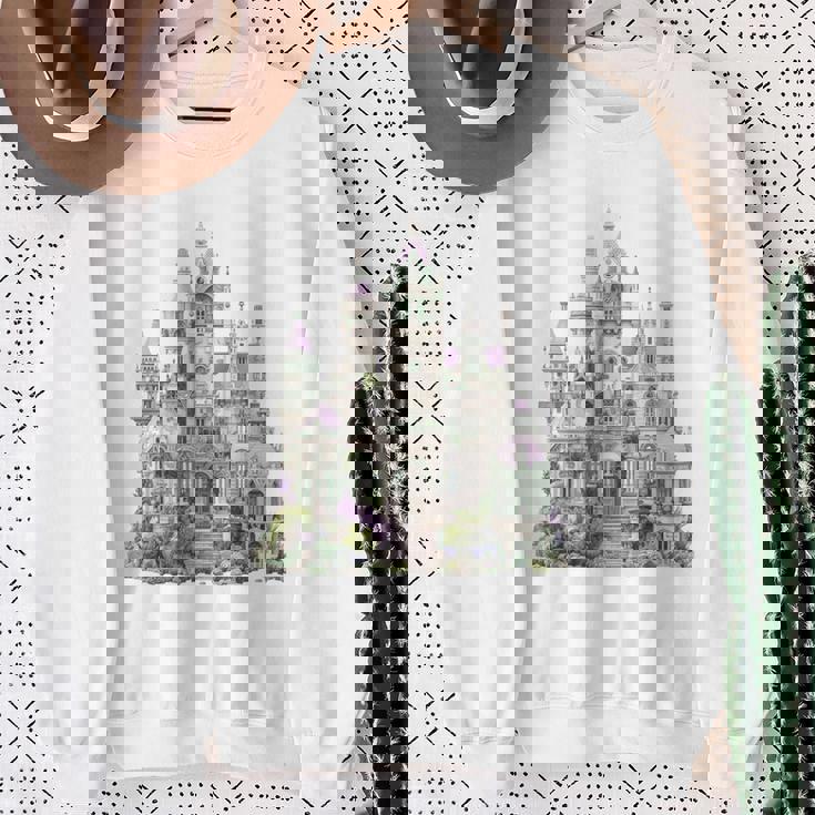 ファンタジーゴシックヴィクトリア朝の城 長袖tシャツ スウェットシャツ 年配の女性への贈り物