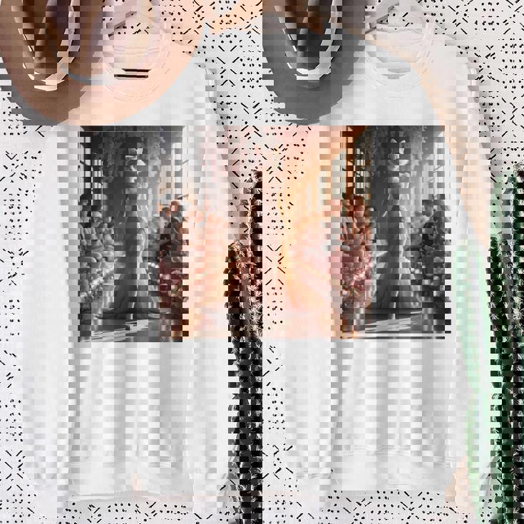 ファンタジー表彰台 美しい猫 長袖tシャツ スウェットシャツ 年配の女性への贈り物