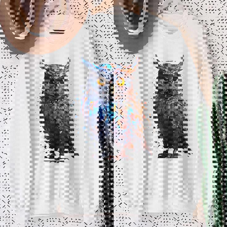 フクロウ アートワーク 動物 フクロウ スウェットシャツ 年配の女性への贈り物