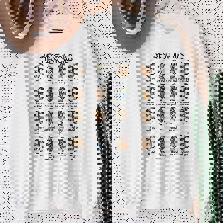 フクロウのコレクションタイプ かわいいフクロウ愛好家向け スウェットシャツ 年配の女性への贈り物