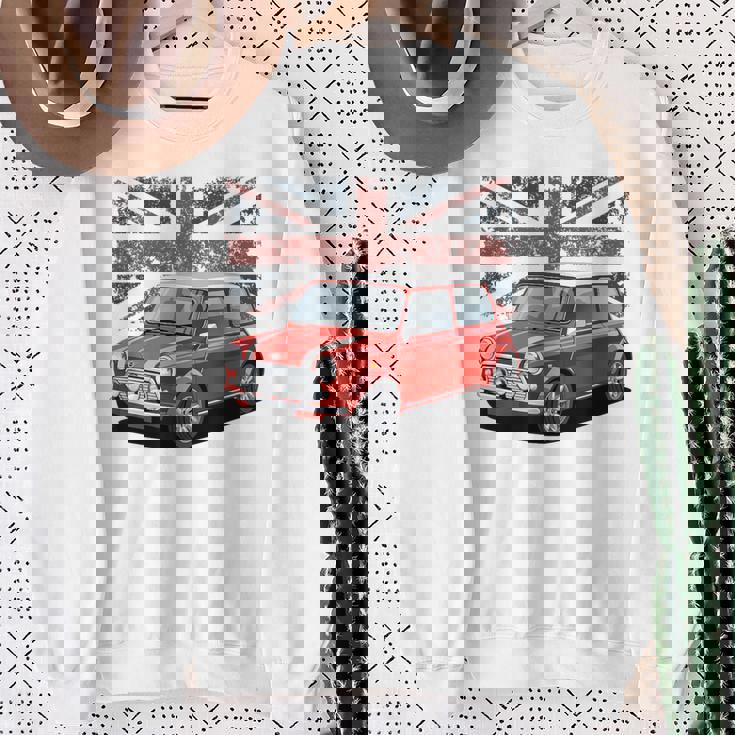 ブリティッシュクラシックカー レッドミニスポーツカー スウェットシャツ 年配の女性への贈り物