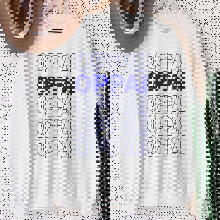 ブルーオッパイの言葉 面白いアニメ漫画 スウェットシャツ 年配の女性への贈り物