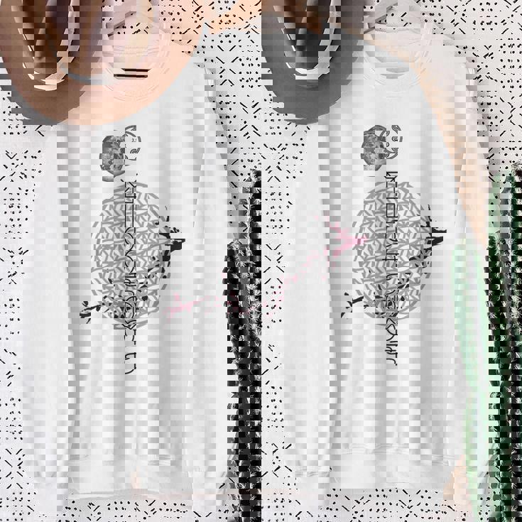 ホツマ文字 ヲシテ文字 フラワーオブライフ とほかみえみため とほかみゑひため 桜 月 アウワ 開運 言霊 宇宙 お守り スウェットシャツ 年配の女性への贈り物