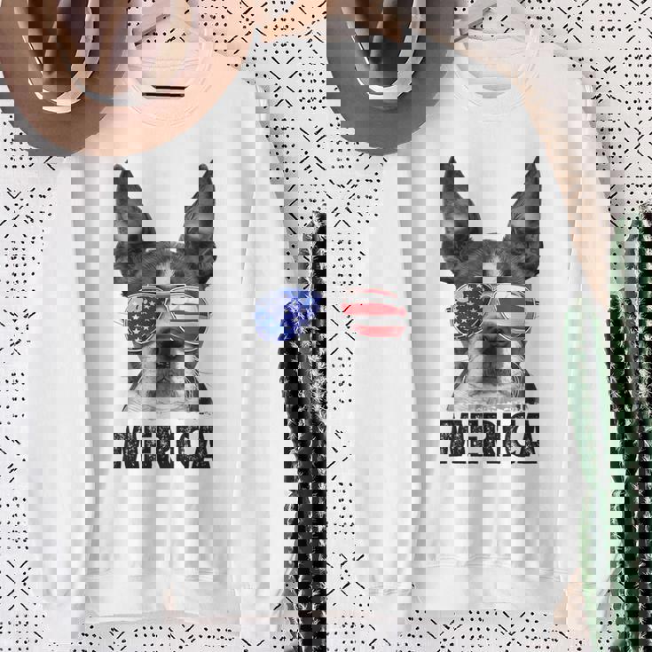 ボストン・テリア 7月4日 メリカ メンズ レディース アメリカ国旗 スウェットシャツ 年配の女性への贈り物