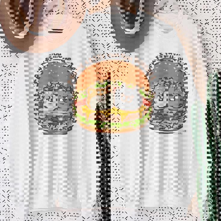 ボンレス犬とボンレス猫 ハンバーガー スウェットシャツ 年配の女性への贈り物