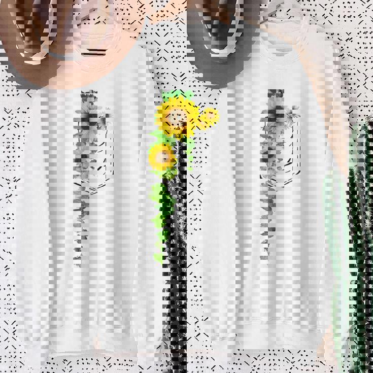 ポケットに入ったかわいいひまわり クリスマスギフト スウェットシャツ 年配の女性への贈り物