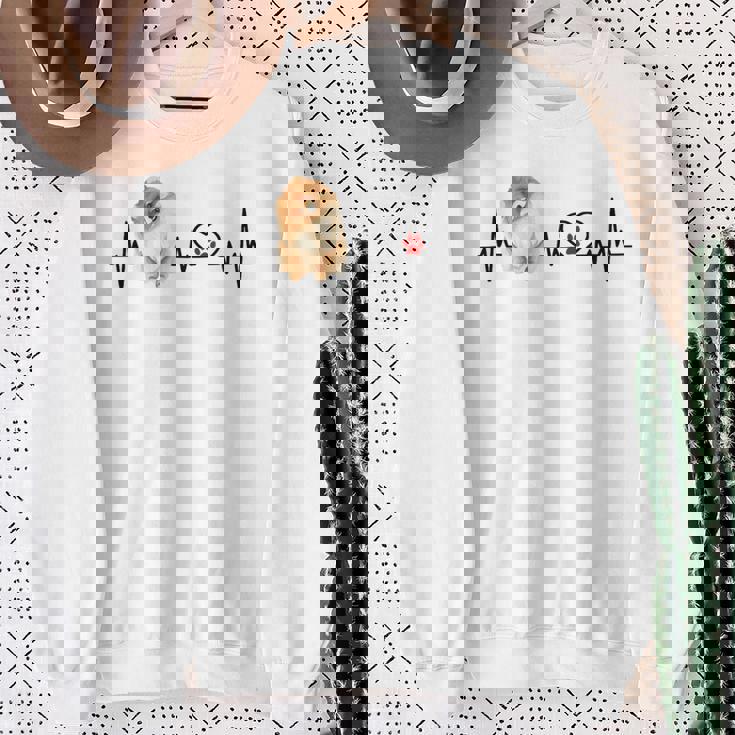 ポメラニアン Ekg ハートビートハートライン 肉球プリント スウェットシャツ 年配の女性への贈り物