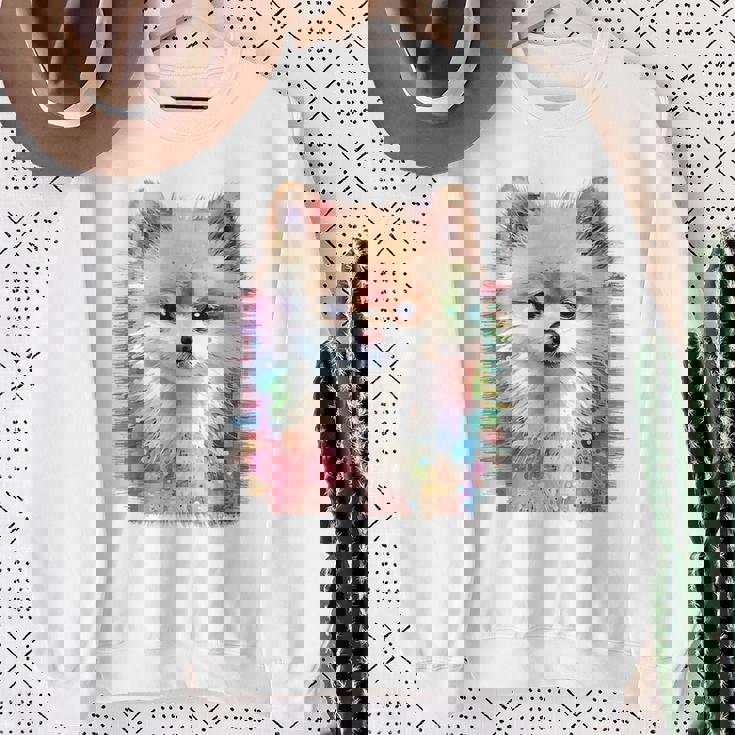 ポメラニアン 抽象画 グラフィック 絵画 動物 ポメラニアン スウェットシャツ 年配の女性への贈り物