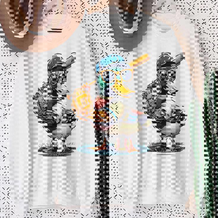 マガモのアヒル 野球愛好家 アヒル 野球 スウェットシャツ 年配の女性への贈り物