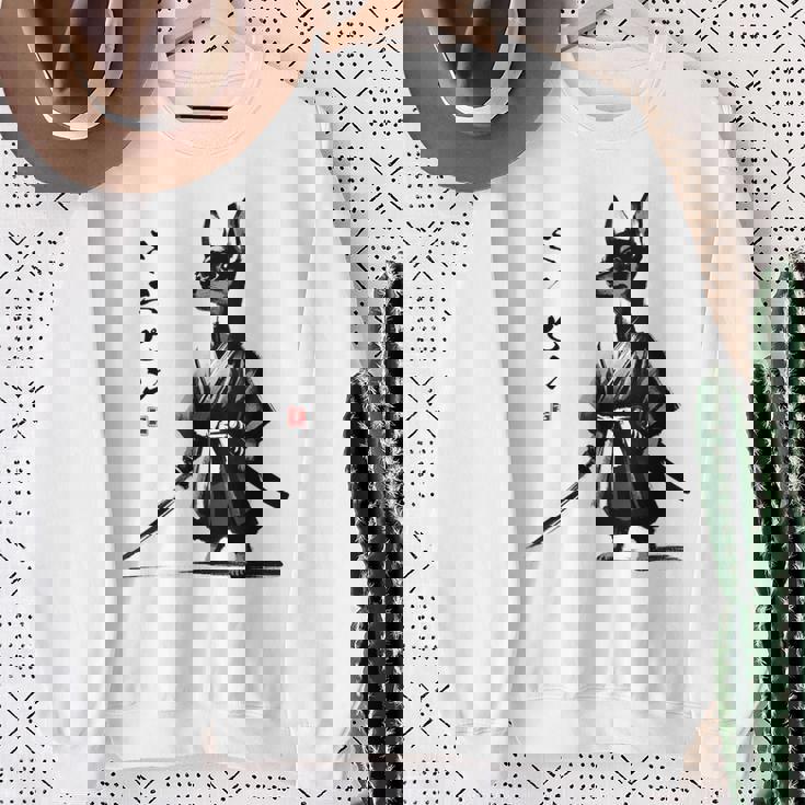 ミニチュアピンシャー 侍戦士 日本の浮世絵 アートドッグ スウェットシャツ 年配の女性への贈り物