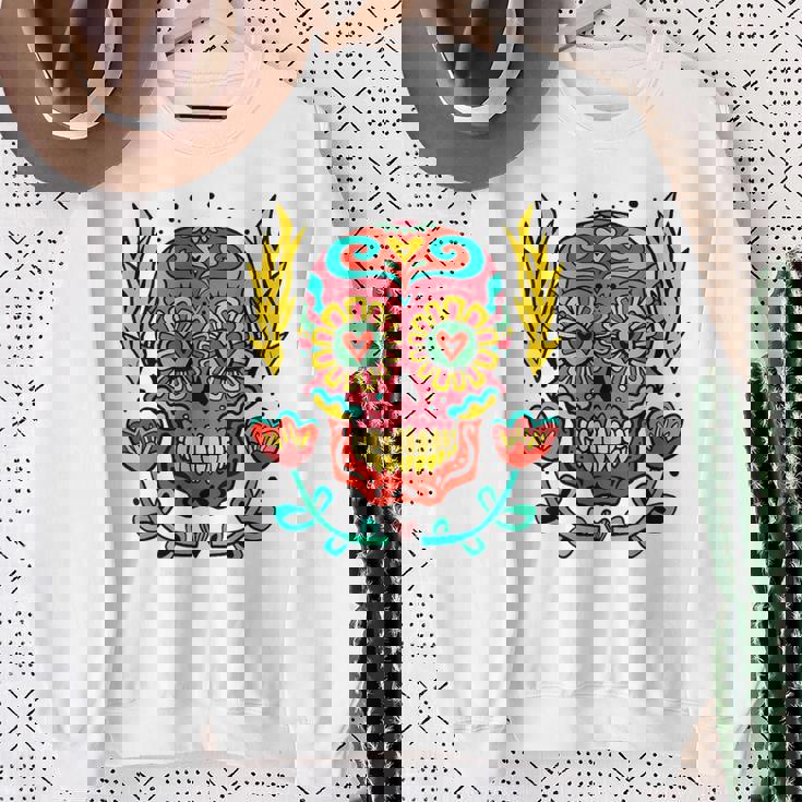 メキシカンホリデー カーニバル マスク カラフル スカル スウェットシャツ 年配の女性への贈り物