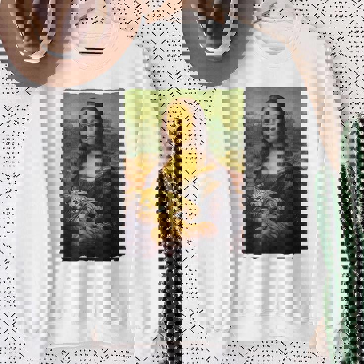 モナ・リザとオレンジ色の猫 面白いアートの絵 スウェットシャツ 年配の女性への贈り物