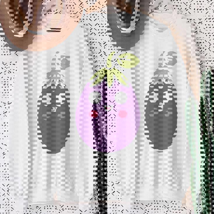 ユーモアフードナスのシンプルなナス 長袖tシャツ スウェットシャツ 年配の女性への贈り物