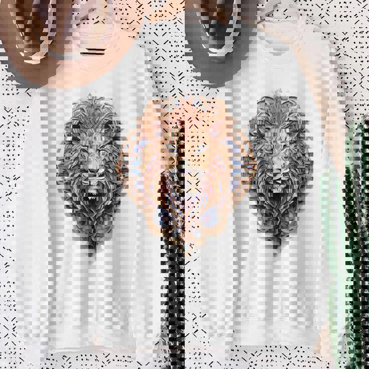 ライオン 動物 彫刻 動物園 抽象芸術 絵画 ライオン スウェットシャツ 年配の女性への贈り物