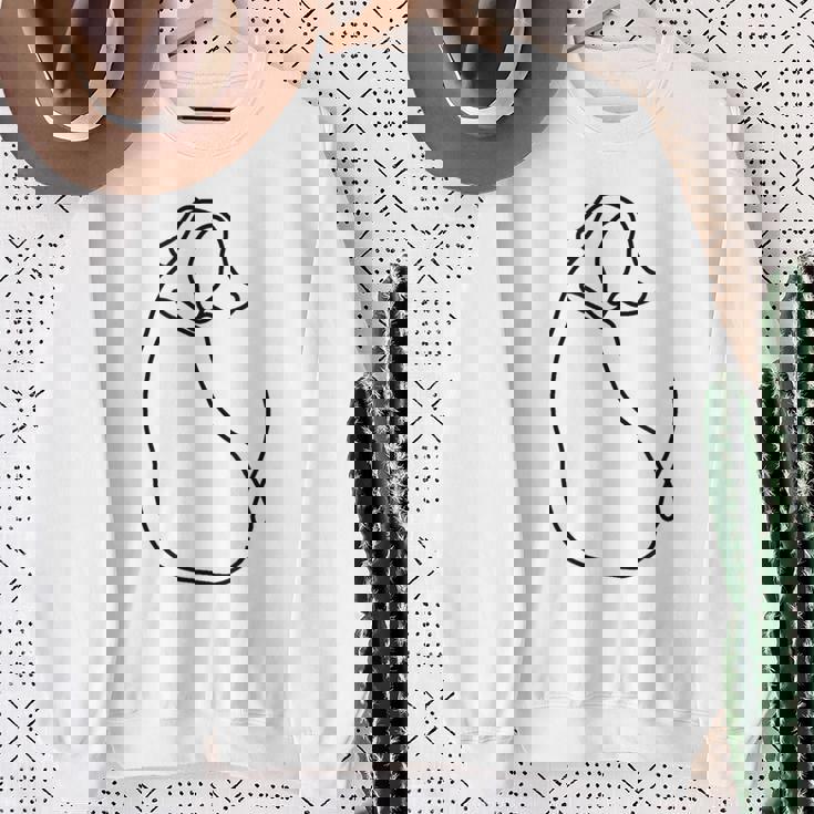 ラインタトゥー、ラインアートtシャツ、ミニマリストな犬のモチーフ スウェットシャツ 年配の女性への贈り物