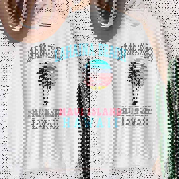 ラハイナ ビーチ マウイ ハワイ ビーチ ヤシの木 夏 ハワイアン スウェットシャツ 年配の女性への贈り物