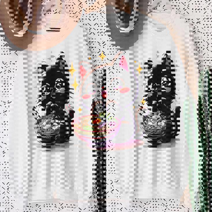 ラーメン猫かわいいアニメ猫ラーメン愛好家甘い スウェットシャツ 年配の女性への贈り物