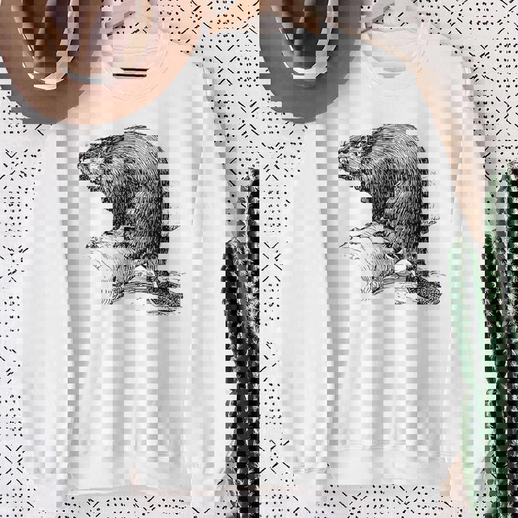 リアルなビーバースケッチ スウェットシャツ 年配の女性への贈り物