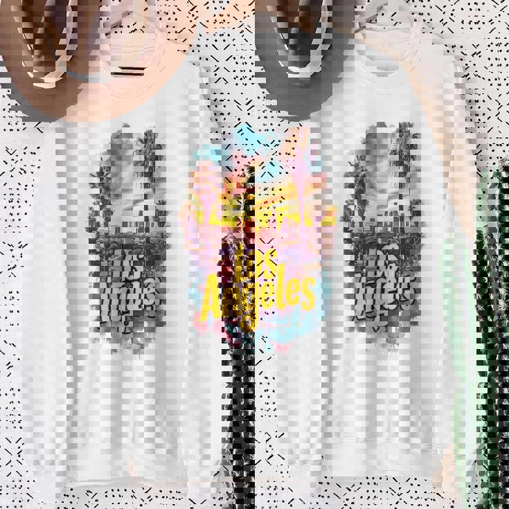 ロサンゼルス カリフォルニア サンセット スカイライン アーバン お土産 スウェットシャツ 年配の女性への贈り物